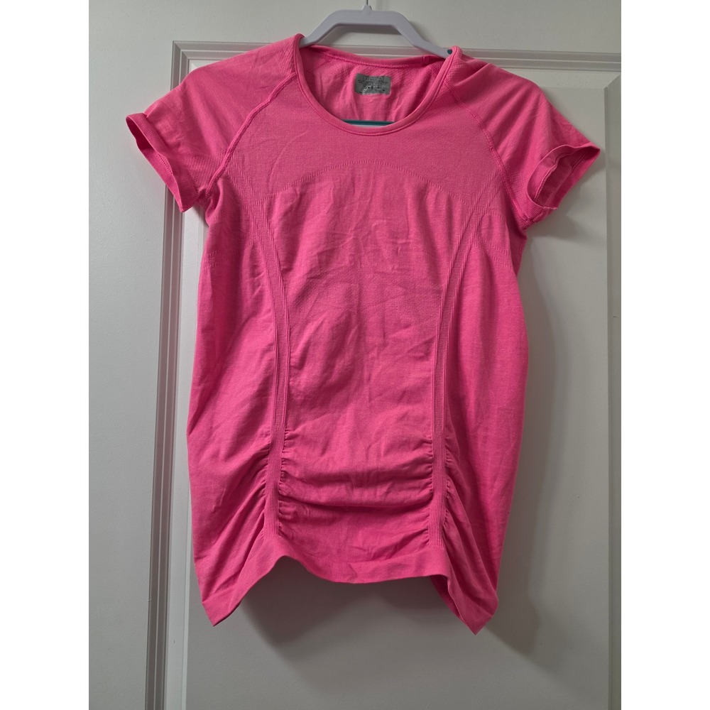 Athleta Momentum Ruched Tee Pink Short Sleeve Athletic Workout Top Medium